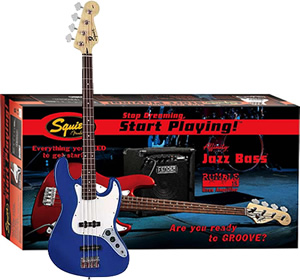 Squier Stop Dreaming, Start Playing! Affinity J Bass with Rumble 15 Amp - Metallic Blue [0301675095]
