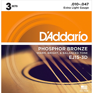Daddario EJ15 3D - (3 Sets) .010 - .047