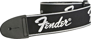 Fender Woven Running Logo Strap - Black and White