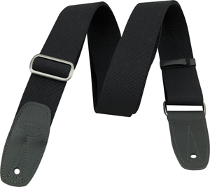 Reunion Blues Merino Wool Guitar Strap - Black with Black Leather Tabs