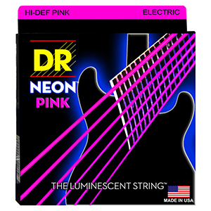 DR NPE-9 Neon Phosphorescent Electric Guitar Strings - Pink