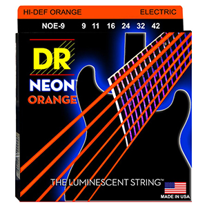 DR N0E-9 Neon Phosphorescent Electric Guitar Strings - Orange