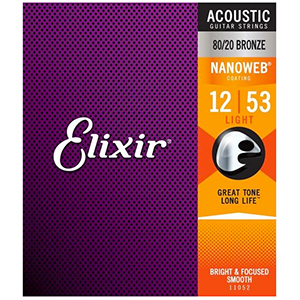 Elixir Acoustic 80/20 Bronze with NANOWEB Coating - Light
