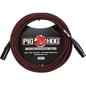 Pig hog Black & Red Woven - 20ft XLR Cable