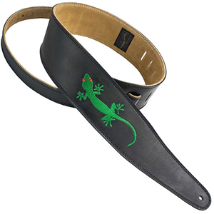 Black Leather with Embroidered Gecko 