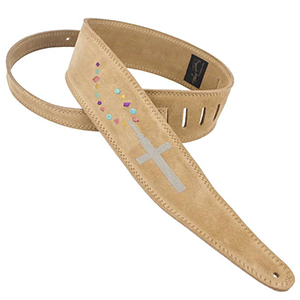 Henry Heller Sand Suede with Cross on Jeweled Chain Embroidery