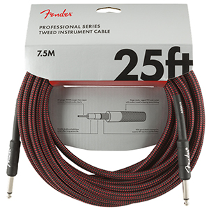 Fender Professional Series Instrument Cable  25 Ft - Red Tweed