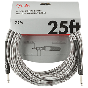 Fender Professional Series Instrument Cable  25 Ft - White Tweed