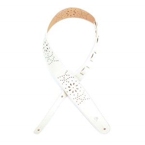 Daddario Leather Guitar Strap  Perforated White 