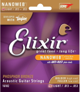 Elixir Phosphor Bronze Acoustic Guitar Strings w NANOWEB Coating - HD Light