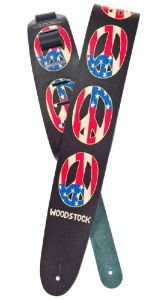 Planet Waves Woodstock Leather Guitar Strap - Peace Flag