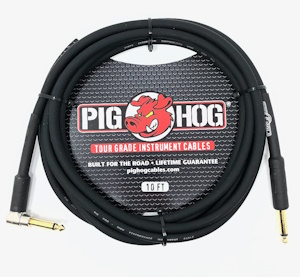 Pig hog PH10R High Performance 8mm Right-Angle Guitar Instrument Cable 10 Feet