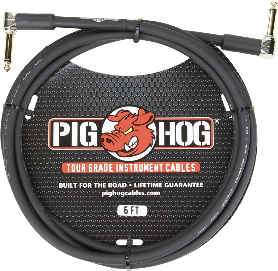 Pig hog PH6RR High Performance 8mm Right-Angle Guitar Instrument Cable 6 Feet