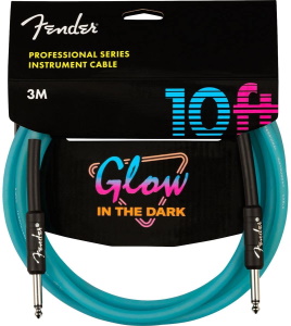 Fender Professional 10 Foot Glow in the Dark Instrument Cable Blue