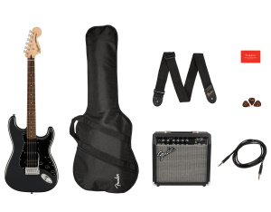Squier Affinity Stratocaster HSS Electric Guitar Pack Charcoal Frost Metallic