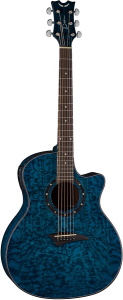 Dean Exotica Quilt Ash Acoustic Electric Guitar with Aphex - Trans Blue