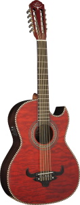 Oscar Schmidt 10 String Acoustic Electric Bajo Quinto Trans Red