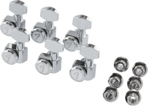Deluxe Locking Staggered Guitar Tuners Left-Handed Chrome  - Set of 6 