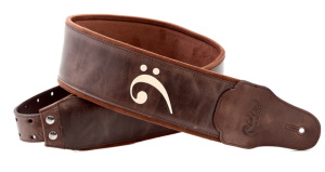 RightOn! Fakey Brown Groove Leather Bass Guitar Strap