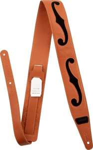 Gretsch F-Holes Leather Guitar & Bass Strap - Orange and Black