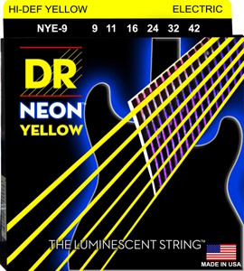 DR NYE-10 Neon Phosphorescent Electric Guitar Strings - Yellow