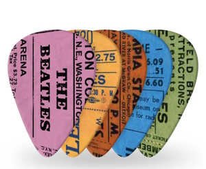 Planet Waves Beatles 1964 Tour Ticket Stubs Guitar Picks Medium Gauge (.70mm) 10-Pack