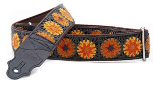 RightOn! Crochet Brown Woven Guitar Strap 