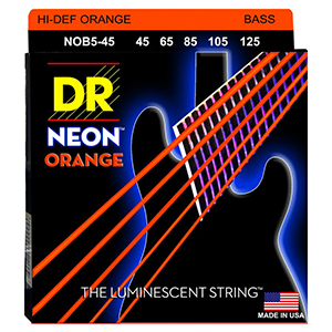 DR NOB-45 Neon Phosphorescent Bass Strings - Orange